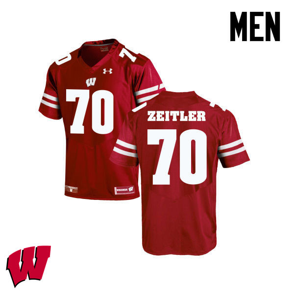Wisconsin Badgers Men's #70 Kevin Zeitler NCAA Under Armour Authentic Red College Stitched Football Jersey WZ40K51BA